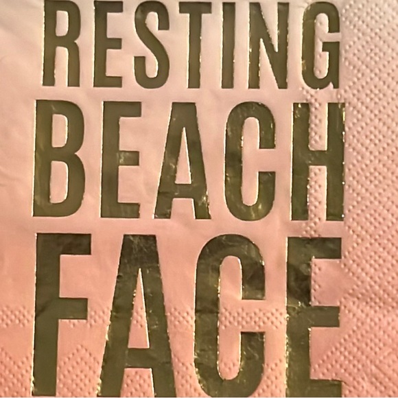 “resting beach face” gold foil on hombré cocktail napkin-3 packs of 20 each/-NWT - Picture 4 of 9